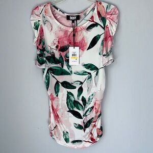 NWT DKNY Women's Floral Blouse - Pink/Green